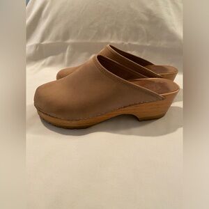 J crew CREW tan clogs CLOGS leather in wooden made in Italy